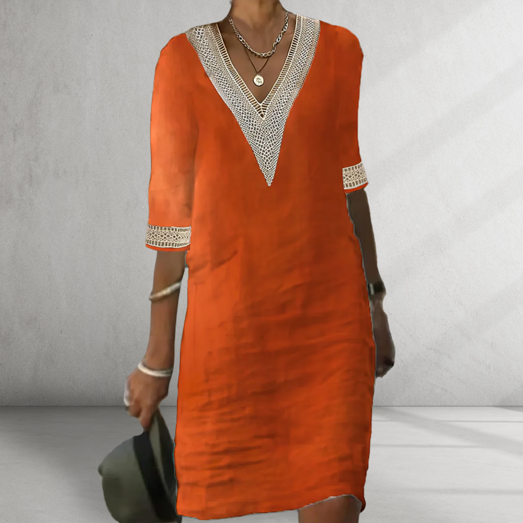 JANNEKE I ELEGANTES V-AUSSCHNITT KLEID