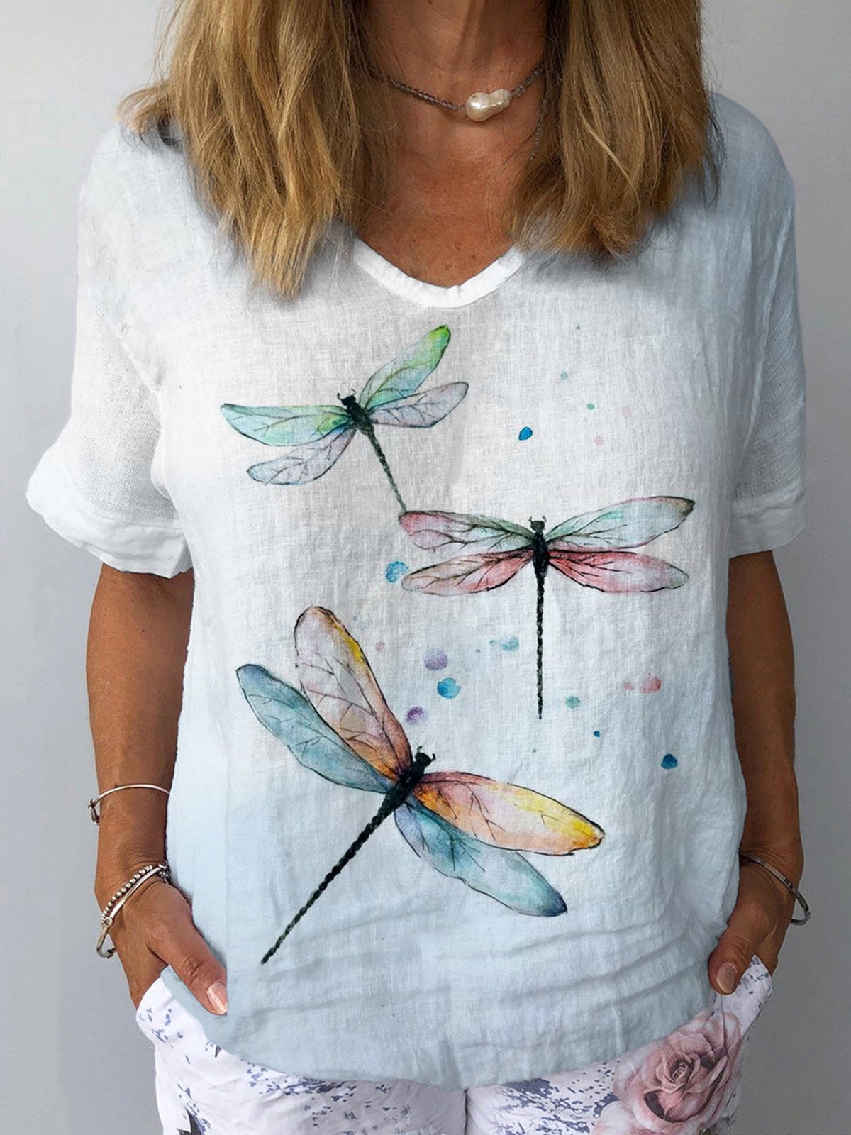 FINJA – Kurzarm-Top mit Libellenprint