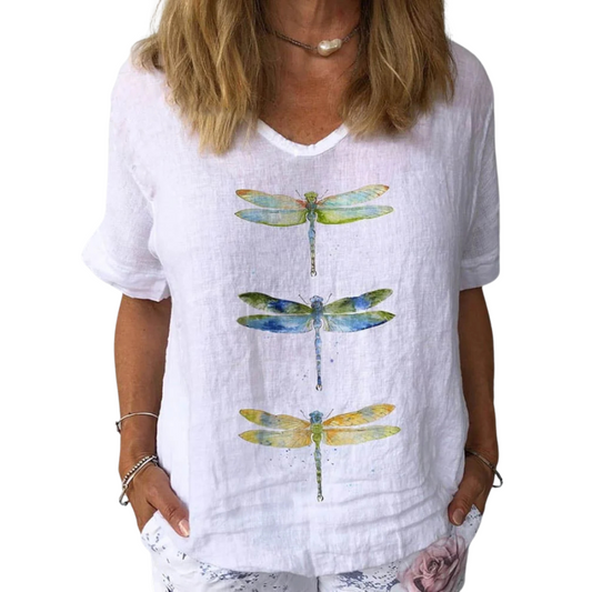 FINJA – Kurzarm-Top mit Libellenprint