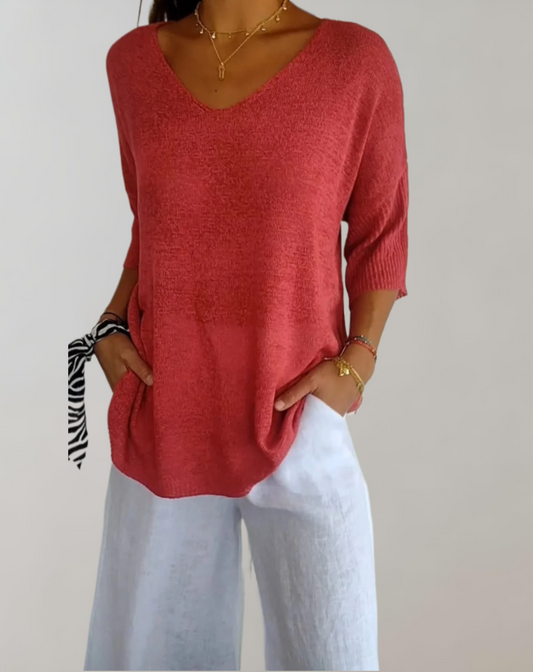 MALUNA® | Stricktop mit V-Ausschnitt